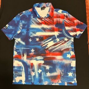Sunday Swagger Mens Polo Shirt Size XL Golf Patriotic American Flag